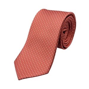 The Tie Bar Mens Necktie 100%‎ Silk Salmon and White Polkadot Tie